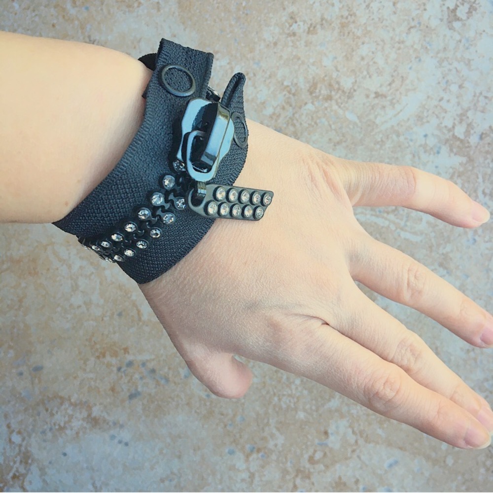 Rhinestone zipper bracelet